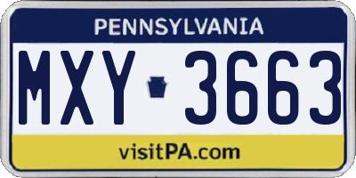 PA license plate MXY3663