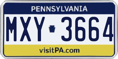 PA license plate MXY3664