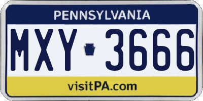 PA license plate MXY3666