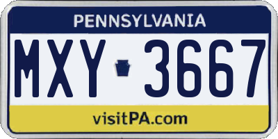 PA license plate MXY3667