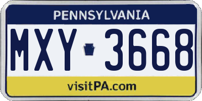 PA license plate MXY3668