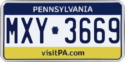 PA license plate MXY3669