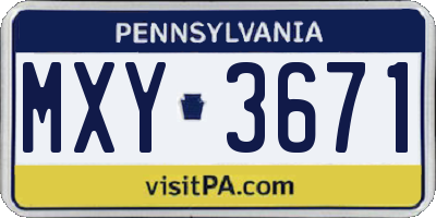 PA license plate MXY3671