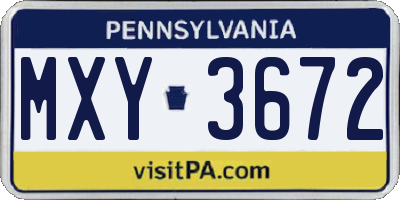 PA license plate MXY3672