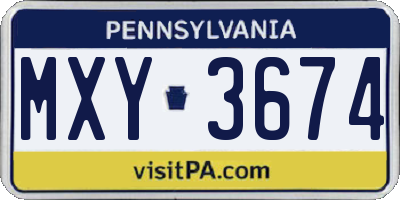 PA license plate MXY3674