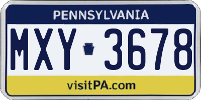 PA license plate MXY3678