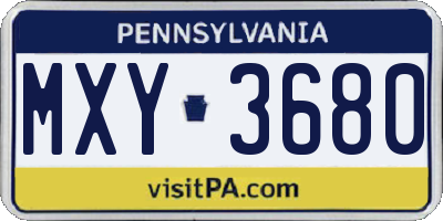 PA license plate MXY3680