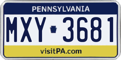 PA license plate MXY3681