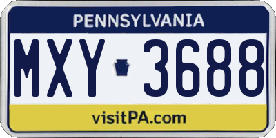 PA license plate MXY3688