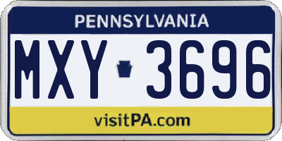 PA license plate MXY3696