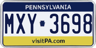 PA license plate MXY3698