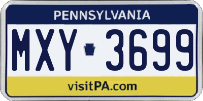 PA license plate MXY3699
