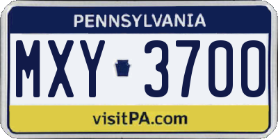 PA license plate MXY3700