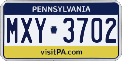 PA license plate MXY3702