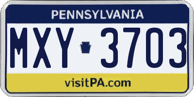 PA license plate MXY3703