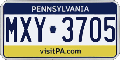 PA license plate MXY3705