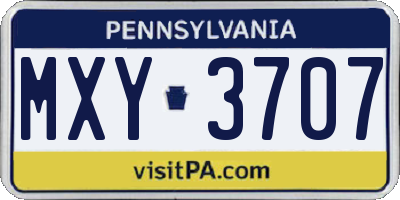 PA license plate MXY3707