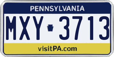 PA license plate MXY3713