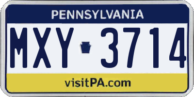PA license plate MXY3714