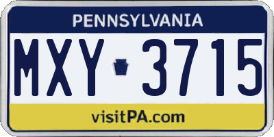 PA license plate MXY3715