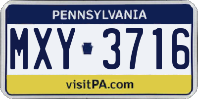 PA license plate MXY3716
