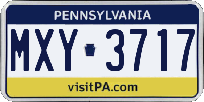 PA license plate MXY3717