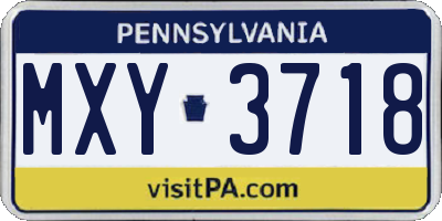 PA license plate MXY3718