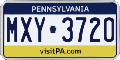 PA license plate MXY3720