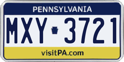 PA license plate MXY3721