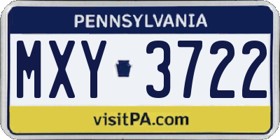 PA license plate MXY3722