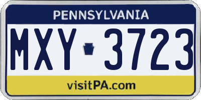 PA license plate MXY3723
