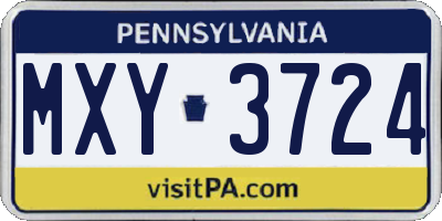 PA license plate MXY3724