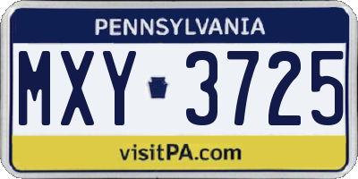 PA license plate MXY3725