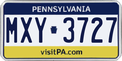 PA license plate MXY3727
