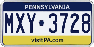 PA license plate MXY3728