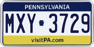 PA license plate MXY3729