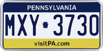 PA license plate MXY3730