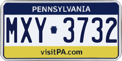 PA license plate MXY3732