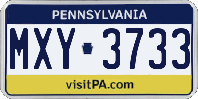 PA license plate MXY3733