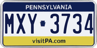 PA license plate MXY3734