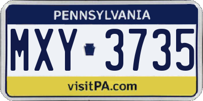 PA license plate MXY3735