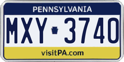 PA license plate MXY3740