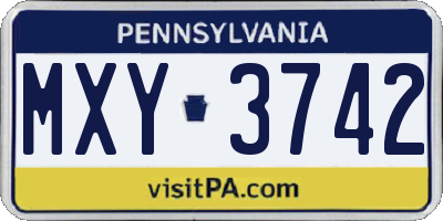 PA license plate MXY3742