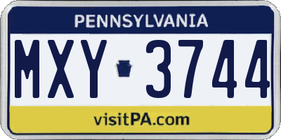 PA license plate MXY3744