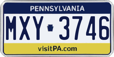 PA license plate MXY3746