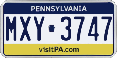 PA license plate MXY3747
