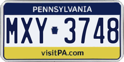 PA license plate MXY3748