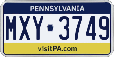 PA license plate MXY3749