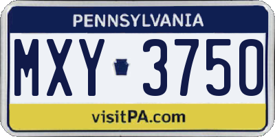 PA license plate MXY3750