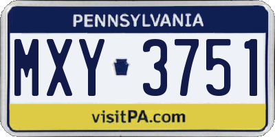 PA license plate MXY3751